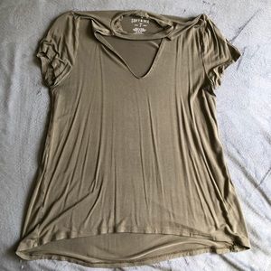 American Eagle Olive Green Choker T-Shirt